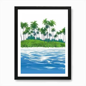 Tropical Island With Palm Trees Art Print