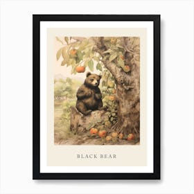 Beatrix Potter Inspired  Animal Watercolour Black Bear 1 Art Print