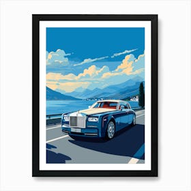 A Rolls Royce Phantom Car In The Lake Como Italy Illustration 1 Art Print