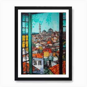 A Window View Of Istanbul In The Style Of Pop Art 3 Art Print