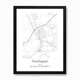 Huichapan,Mexico Minimalist Map Art Print