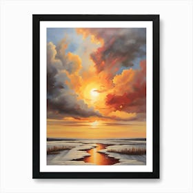 Sunset Over The River 1 Art Print