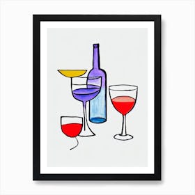 Cosmopolitan Picasso Line Drawing Cocktail Poster Art Print