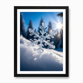 Macro Photography Of A Single Snowflake Intricate Patterns Resembling A Crystal Backlit With A Sof (4) Art Print