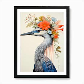 Bird With A Flower Crown Great Blue Heron 3 Art Print