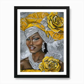 African Woman In Yellow Art Print