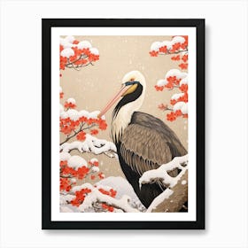 Bird Illustration Brown Pelican 1 Art Print