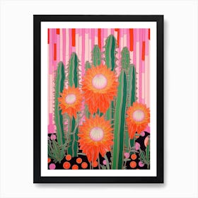 Mexican Style Cactus Illustration Ferocactus Cactus 1 Art Print