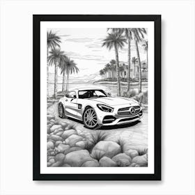 Mercedes Benz Amg Gt Tropical Drawing 2 Art Print