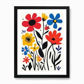 Flowers On A White Background 1 Art Print