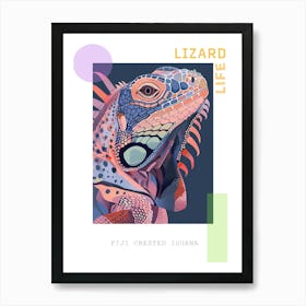 Fiji Crested Iguana Abstract Modern Illustration 4 Poster Art Print