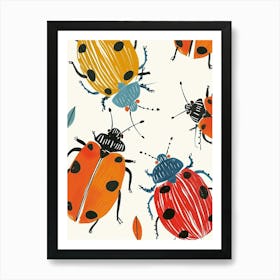 Colourful Insect Illustration Ladybug 28 Art Print