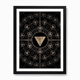 Geometric Glyph Radial Array in Glitter Gold on Black n.0079 Art Print