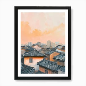 Seoul Rooftops Morning Skyline 3 Art Print