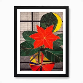 Poinsettia Flower Still Life  4 Abstract Expressionist Art Print