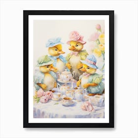 Afternoon Tea Duckling Painting 4 Art Print