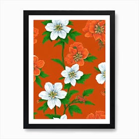 Delphinium Repeat Retro Flower Art Print