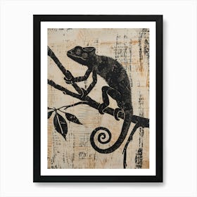 Chameleon Block Print 4 Art Print