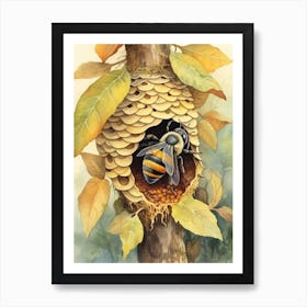 Leafcutter Beehive Watercolour Illustration 4 Art Print