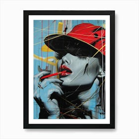 Woman Smoking A Cigarette 1 Art Print