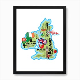 UK Map Art Print