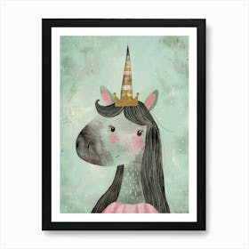 Pastel Unicorn Princess Storybook Style Art Print