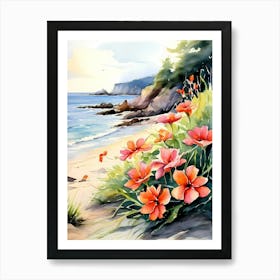 Flowers On The Beach Art Print