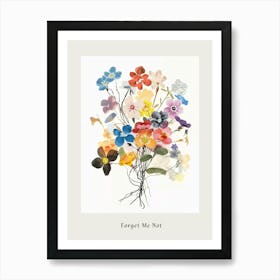 Forget Me Not 5 Collage Flower Bouquet Poster Art Print