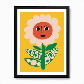 Cest Bon Retro Flower Art Print