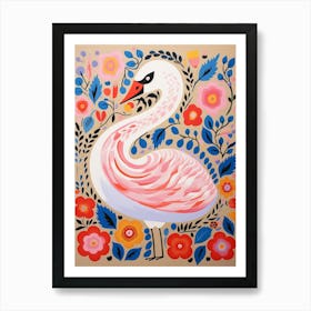 Pink Scandi Swan 3 Art Print