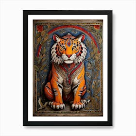 Default Traditional Madhubani Style Painting Of A Tiger On A T 1 Art Print