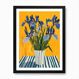 Iris Flowers On A Table   Contemporary Illustration 1 Art Print