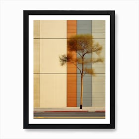 Lone Tree In Front Of Building Art Print