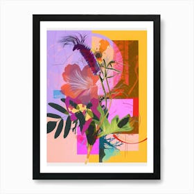 Prairie Clover 2 Neon Flower Collage Art Print