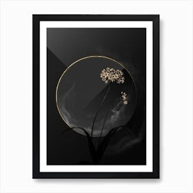 Shadowy Vintage Spring Garlic Botanical on Black with Gold n.0123 Art Print