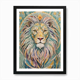 Pastel Mosaic Lion Art Print