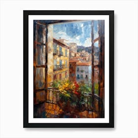 Window View Of Barcelona In The Style Of Impressionism 3 Art Print