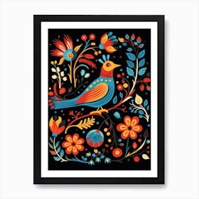 Folk Bird Illustration Magpie 3 Art Print