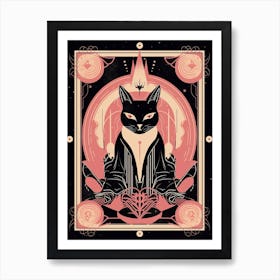 The Magician Tarot Card, Black Cat In Pink 3 Art Print