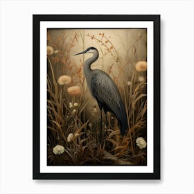 Dark And Moody Botanical Crane 2 Art Print