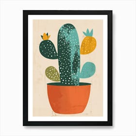 Pincushion Cactus Minimalist Abstract Illustration 3 Art Print