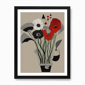 Dreamshaper V7 Papaver Rhoeas Neocubism Picasso Abstract Lines 1 Art Print