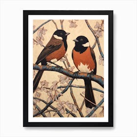 Art Nouveau Birds Poster Magpie 4 Art Print