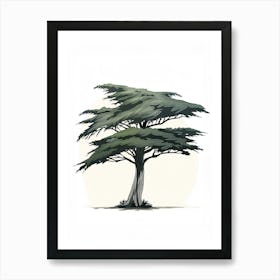 Cypress Tree Pixel Illustration 3 Art Print