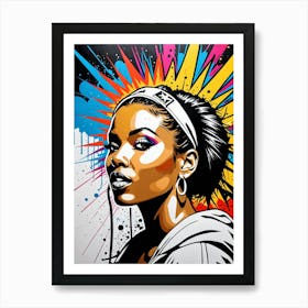 Graffiti Mural Of Beautiful Hip Hop Girl 7 Art Print