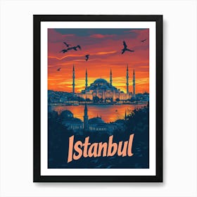 Aihrgdesign A Retro Travel Poster For Istanbul Featuring The 2 Art Print