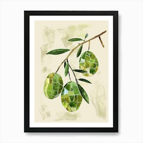 Disco Ball Little Olives Branch Mosaic Painting Kitchen Art Print