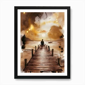 Man On A Pier Art Print