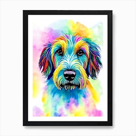 Bergamasco Sheepdog Rainbow Oil Painting Dog Art Print