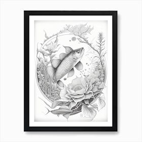 Yotsushiro 1, Koi Fish Haeckel Style Illustastration Art Print